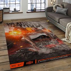ncaa oklahoma state cowboys sport basketball and foolball team logo rectangle area rug dark room osc30