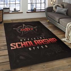 ncaa oklahoma state cowboys sport basketball and foolball team logo rectangle area rug dark room osc31