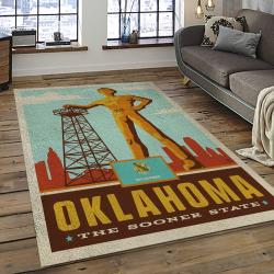 ncaa oklahoma state cowboys sport basketball and foolball team logo rectangle area rug dark room osc32