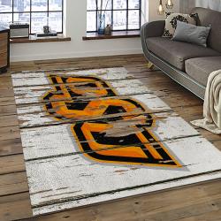 ncaa oklahoma state cowboys sport basketball and foolball team logo rectangle area rug dark room osc37