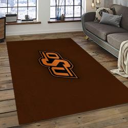 ncaa oklahoma state cowboys sport basketball and foolball team logo rectangle area rug dark room osc38