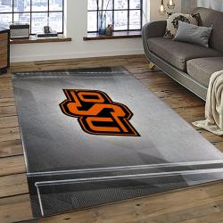 ncaa oklahoma state cowboys sport basketball and foolball team logo rectangle area rug dark room osc40