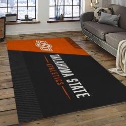 ncaa oklahoma state cowboys sport basketball and foolball team logo rectangle area rug dark room osc45
