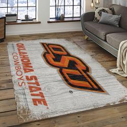 ncaa oklahoma state cowboys sport basketball and foolball team logo rectangle area rug dark room osc48