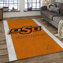 ncaa oklahoma state cowboys sport basketball and foolball team logo rectangle area rug dark room osc49