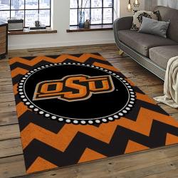 ncaa oklahoma state cowboys sport basketball and foolball team logo rectangle area rug dark room osc50