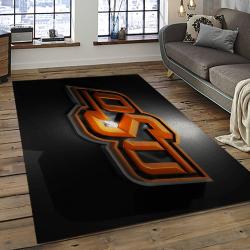 ncaa oklahoma state cowboys sport basketball and foolball team logo rectangle area rug dark room osc52