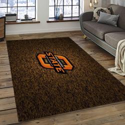 ncaa oklahoma state cowboys sport basketball and foolball team logo rectangle area rug dark room osc54