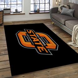 ncaa oklahoma state cowboys sport basketball and foolball team logo rectangle area rug dark room osc55