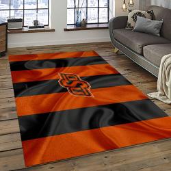 ncaa oklahoma state cowboys sport basketball and foolball team logo rectangle area rug dark room osc60
