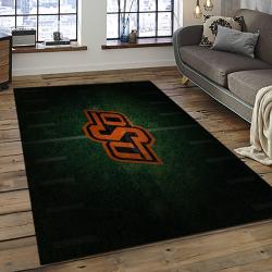 ncaa oklahoma state cowboys sport basketball and foolball team logo rectangle area rug dark room osc61