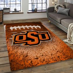 ncaa oklahoma state cowboys sport basketball and foolball team logo rectangle area rug dark room osc65