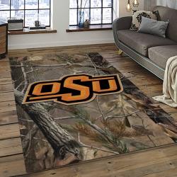 ncaa oklahoma state cowboys sport basketball and foolball team logo rectangle area rug dark room osc67