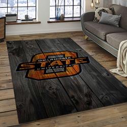 ncaa oklahoma state cowboys sport basketball and foolball team logo rectangle area rug dark room osc68