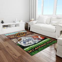 NCAA Oklahoma State Cowboys Sport Basketball And Foolball Team Logo Rectangle Area Rug OSC22