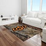 ncaa oklahoma state cowboys sport basketball and foolball team logo rectangle area rug light room osc67