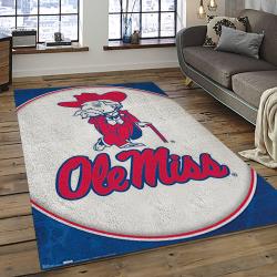 ncaa ole miss rebels sport basketball and foolball team logo rectangle area rug dark room omr12