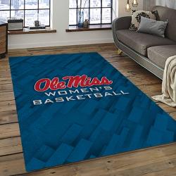 ncaa ole miss rebels sport basketball and foolball team logo rectangle area rug dark room omr16