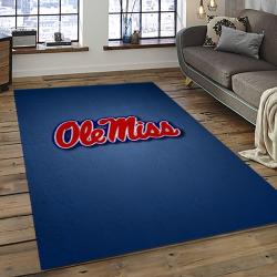 ncaa ole miss rebels sport basketball and foolball team logo rectangle area rug dark room omr17