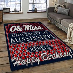 ncaa ole miss rebels sport basketball and foolball team logo rectangle area rug dark room omr19