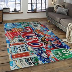 ncaa ole miss rebels sport basketball and foolball team logo rectangle area rug dark room omr22