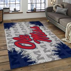 ncaa ole miss rebels sport basketball and foolball team logo rectangle area rug dark room omr23