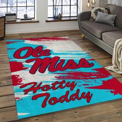 ncaa ole miss rebels sport basketball and foolball team logo rectangle area rug dark room omr25