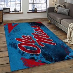 ncaa ole miss rebels sport basketball and foolball team logo rectangle area rug dark room omr26