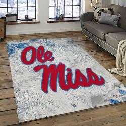 ncaa ole miss rebels sport basketball and foolball team logo rectangle area rug dark room omr27