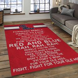 ncaa ole miss rebels sport basketball and foolball team logo rectangle area rug dark room omr30