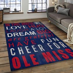 ncaa ole miss rebels sport basketball and foolball team logo rectangle area rug dark room omr32