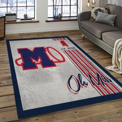 ncaa ole miss rebels sport basketball and foolball team logo rectangle area rug dark room omr34