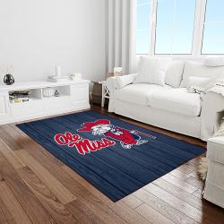 NCAA Ole Miss Rebels Sport Basketball And Foolball Team Logo Rectangle Area Rug OMR08