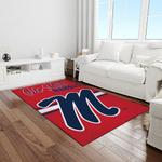 ncaa ole miss rebels sport basketball and foolball team logo rectangle area rug light room omr14