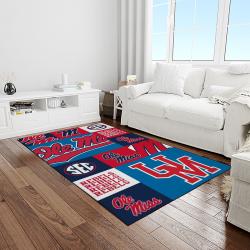 NCAA Ole Miss Rebels Sport Basketball And Foolball Team Logo Rectangle Area Rug OMR15