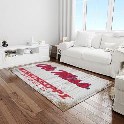 NCAA Ole Miss Rebels Sport Basketball And Foolball Team Logo Rectangle Area Rug OMR18
