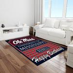 ncaa ole miss rebels sport basketball and foolball team logo rectangle area rug light room omr19