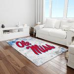 ncaa ole miss rebels sport basketball and foolball team logo rectangle area rug light room omr27