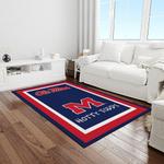 ncaa ole miss rebels sport basketball and foolball team logo rectangle area rug light room omr33
