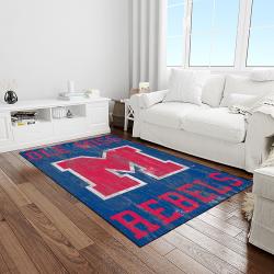 NCAA Ole Miss Rebels Sport Basketball And Foolball Team Logo Rectangle Area Rug OMR35