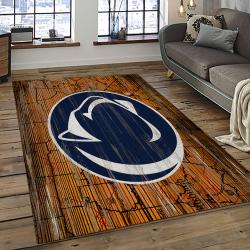 ncaa penn state nittany lions college sport basketball and foolball team logo rectangle area rug dark room psnl31