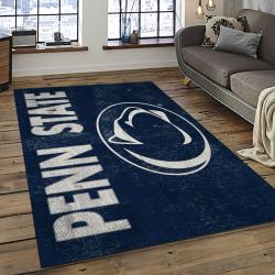 ncaa penn state nittany lions college sport basketball and foolball team logo rectangle area rug dark room psnl34