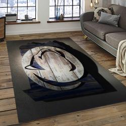 ncaa penn state nittany lions college sport basketball and foolball team logo rectangle area rug dark room psnl39