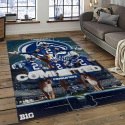 ncaa penn state nittany lions college sport basketball and foolball team logo rectangle area rug dark room psnl41