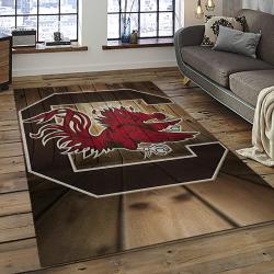 ncaa south carolina gamecocks college sport basketball and foolball team logo rectangle area rug dark room scg01