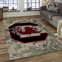 ncaa south carolina gamecocks college sport basketball and foolball team logo rectangle area rug dark room scg02