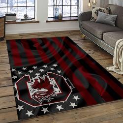 ncaa south carolina gamecocks college sport basketball and foolball team logo rectangle area rug dark room scg05