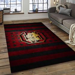 ncaa south carolina gamecocks college sport basketball and foolball team logo rectangle area rug dark room scg07