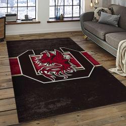 ncaa south carolina gamecocks college sport basketball and foolball team logo rectangle area rug dark room scg11