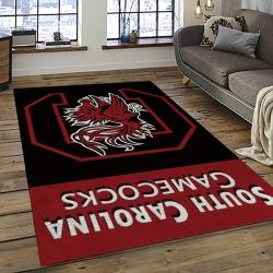 ncaa south carolina gamecocks college sport basketball and foolball team logo rectangle area rug dark room scg12